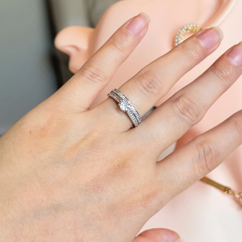 S925 Silver Cubic Zirconia Ring Set